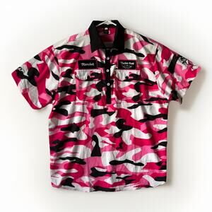 Trailer Park Golf Club Member Shirt Pink Camo Mens XL Short Sleeve Camp Flamingo